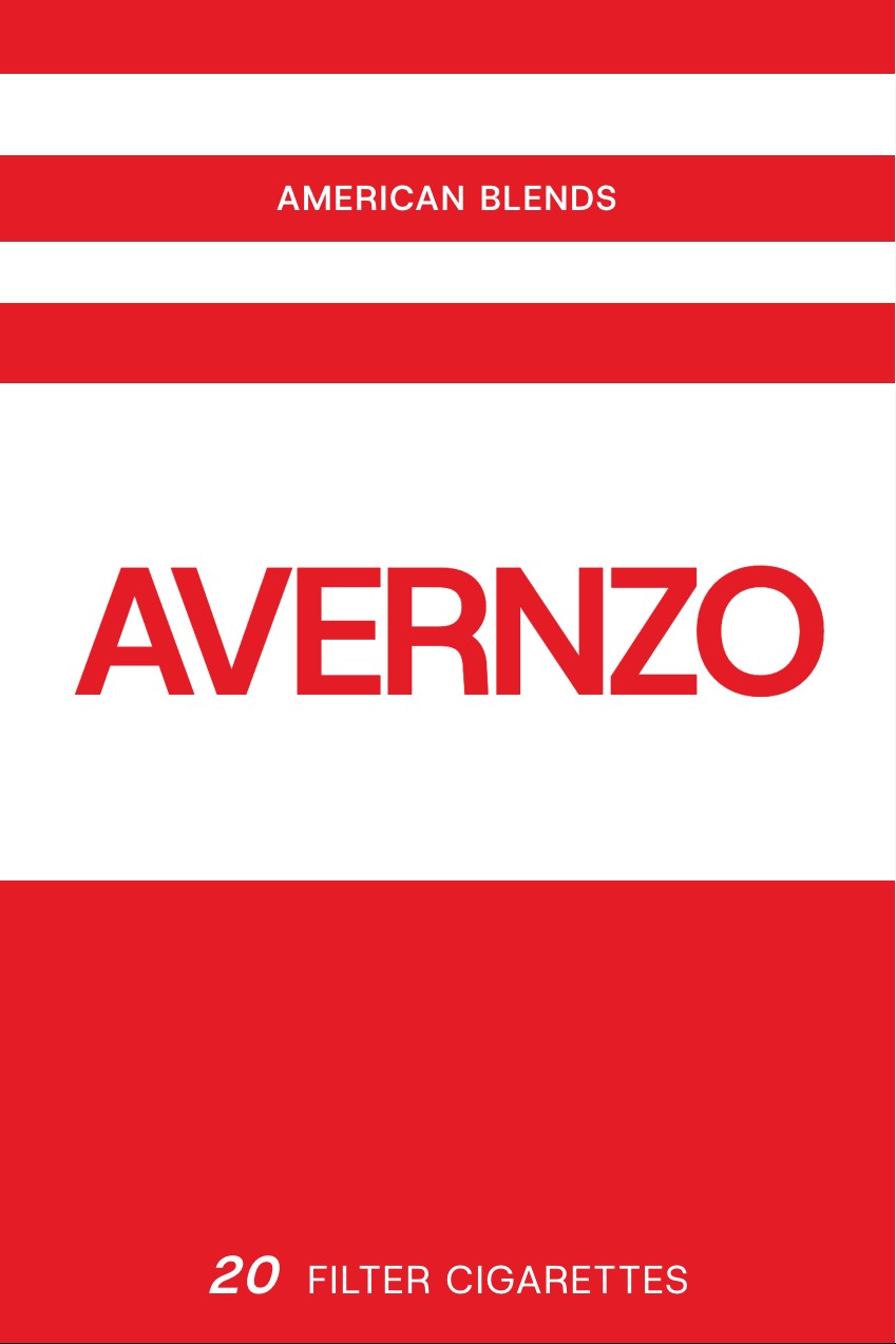 AVERNZO American Blends cigarette pack, red and white